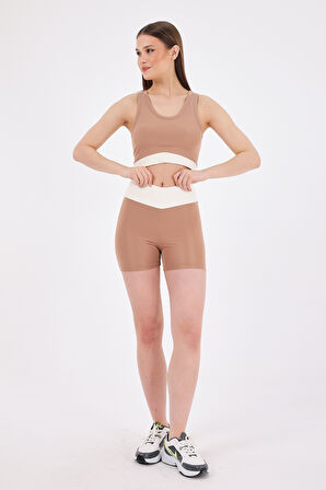 Scorp Sense Kadın Spor Kısa Biker Tayt Bej