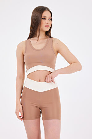 Scorp Sense Kadın Spor Kısa Biker Tayt Bej