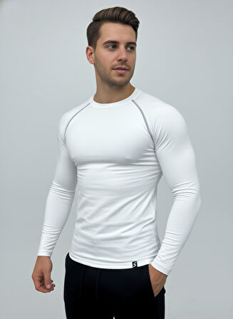 Scorp Thermo-Fit Erkek Termal İçlik Üst Kayak İçliği Bisiklet Yaka Beyaz