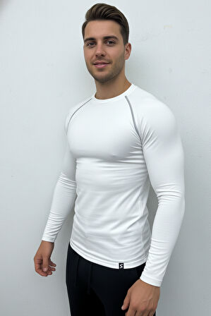 Scorp Thermo-Fit Erkek Termal İçlik Üst Kayak İçliği Bisiklet Yaka Beyaz