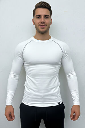 Scorp Thermo-Fit Erkek Termal İçlik Üst Kayak İçliği Bisiklet Yaka Beyaz