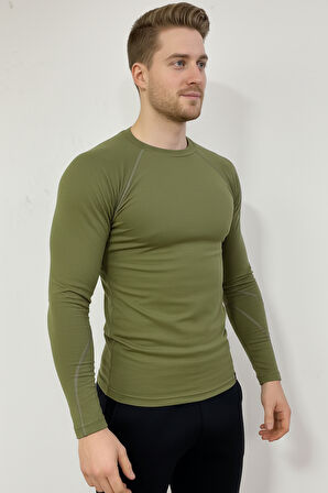 Scorp Thermo-Fit Erkek Termal İçlik Alt Kayak İçliği Bisiklet Yaka Askeri Haki Yeşil