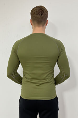 Scorp Thermo-Fit Erkek Termal İçlik Alt Kayak İçliği Bisiklet Yaka Askeri Haki Yeşil