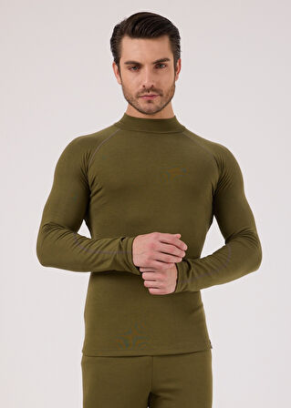 Scorp Thermo-Fit Erkek Termal İçlik Üst Kayak İçliği Askeri Haki Yeşil
