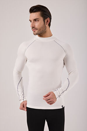 Scorp Thermo-Fit Erkek Termal İçlik Üst Kayak İçliği Ekru Beyaz Gri