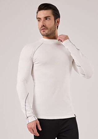 Scorp Thermo-Fit Erkek Termal İçlik Üst Kayak İçliği Ekru Beyaz Gri