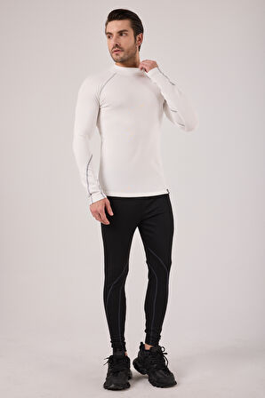 Scorp Thermo-Fit Erkek Termal İçlik Üst Kayak İçliği Ekru Beyaz Gri