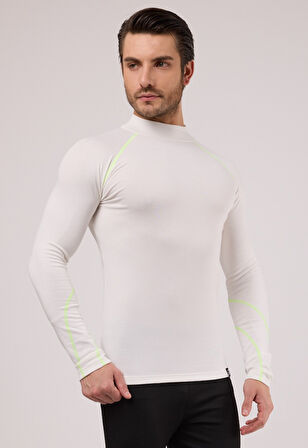 Scorp Thermo-Fit Erkek Termal İçlik Üst Kayak İçliği Ekru Beyaz Neon