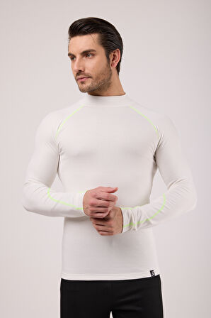 Scorp Thermo-Fit Erkek Termal İçlik Üst Kayak İçliği Ekru Beyaz Neon