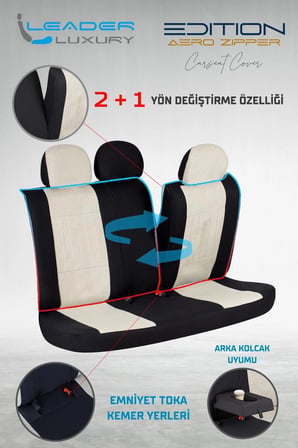 Ford Escort Station Wagon Keten Oto Koltuk Kılıfı Ön Arka Set Bej Edition SCR