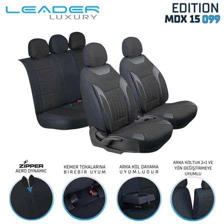 Hyundai İ20 Keten Oto Koltuk Kılıfı Ön Arka Set Dark Siyah Edition SCR