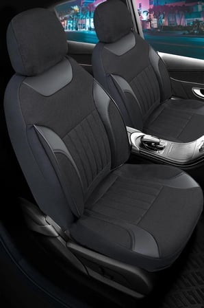 Volkswagen Jetta Mk 6 Makyajlı 2014-2019 Keten Oto Koltuk Kılıfı Ön Arka Set Dark Siyah Edition SCR