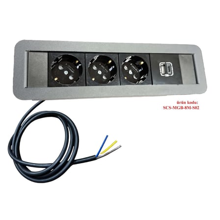 Kapaksız Gömme Priz Kutusu - çoklu priz usb sarjlı - SİYAH