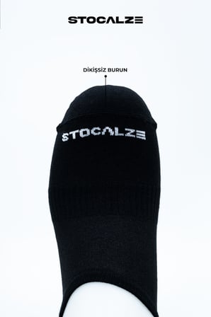Stocalze Erkek Bambu Görünmez Sneaker Çorap Dikişsiz 6'lı Siyah Beyaz 40-47