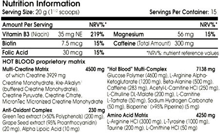 SCITEC Hot Blood Hardcore Preworkout 375 GRAM