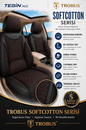Hyundai ix35 2010-2015 Araca Uyumlu Koton Kumaş Kapitone Bel Destekli Koltuk Kılıfı SoftCotton Serisi Kırmızı