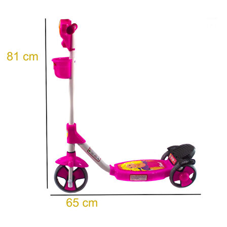 Scooter 3 Tekerlekli Frenli Prenses Scooter Sepetli 81 Cm