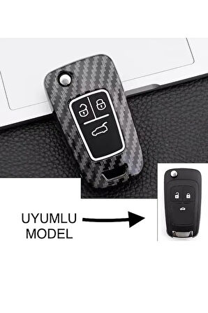 Chevrolet Cruze Ve Opel Astra Insignia Corsa 3 Tuşlu Karbon Anahtar Koruma Kılıf 2.resime Bakınız