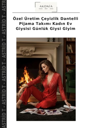 Özel Üretim Çeyizlik Dantelli Pijama Takımı Kadın Ev Giysisi Günlük Giysi Giyim