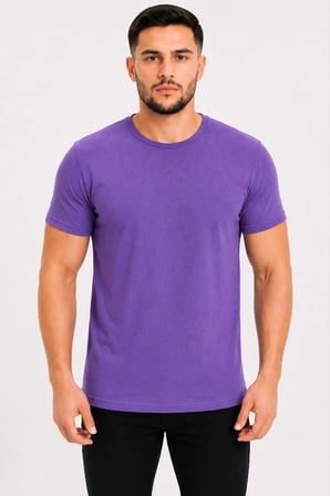Erkek Basic Tişört Bisiklet Yaka Kısa Kol Günlük Yazlık Slim fit T-Shirt - Mor