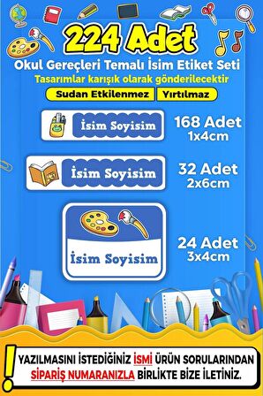 Okul Kreş Kişiye Özel İsim Yazılabilen Etiket Seti - 26