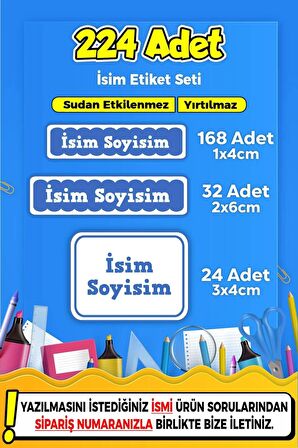 Okul Kreş Kişiye Özel İsim Yazılabilen Etiket Seti - 33