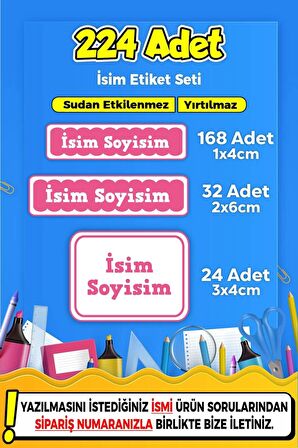 Okul Kreş Kişiye Özel İsim Yazılabilen Etiket Seti - 32