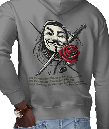 V for Vendetta fikirlere kurşun işlemez baskılı kapüşonlu sweatshirt