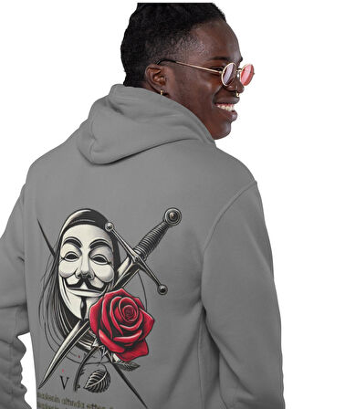 V for Vendetta fikirlere kurşun işlemez baskılı kapüşonlu sweatshirt
