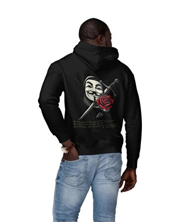 V for Vendetta fikirlere kurşun işlemez baskılı kapüşonlu sweatshirt
