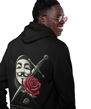 V for Vendetta fikirlere kurşun işlemez baskılı kapüşonlu sweatshirt