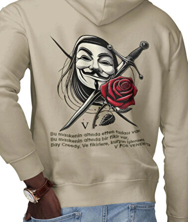 V for Vendetta fikirlere kurşun işlemez baskılı kapüşonlu sweatshirt