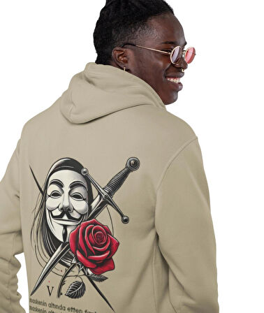 V for Vendetta fikirlere kurşun işlemez baskılı kapüşonlu sweatshirt