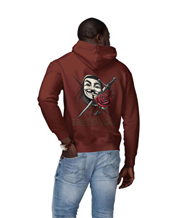 V for Vendetta fikirlere kurşun işlemez baskılı kapüşonlu sweatshirt