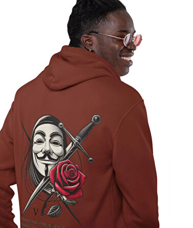 V for Vendetta fikirlere kurşun işlemez baskılı kapüşonlu sweatshirt