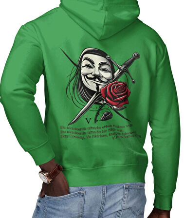 V for Vendetta fikirlere kurşun işlemez baskılı kapüşonlu sweatshirt