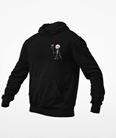 kapüşonlu Çöp adam baskılı sweatshirt