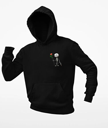 kapüşonlu Çöp adam baskılı sweatshirt