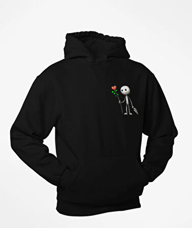 kapüşonlu Çöp adam baskılı sweatshirt