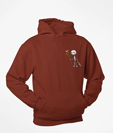 kapüşonlu Çöp adam baskılı sweatshirt
