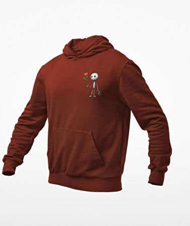 kapüşonlu Çöp adam baskılı sweatshirt