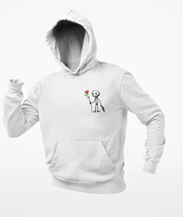 kapüşonlu Çöp adam baskılı sweatshirt