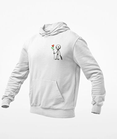 kapüşonlu Çöp adam baskılı sweatshirt
