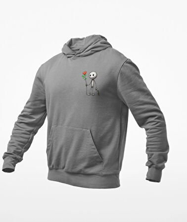 kapüşonlu Çöp adam baskılı sweatshirt