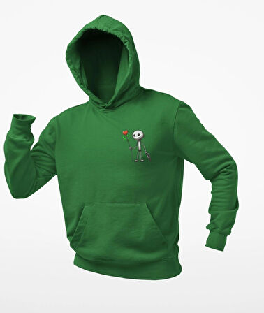 kapüşonlu Çöp adam baskılı sweatshirt