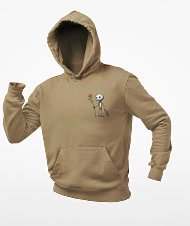 kapüşonlu Çöp adam baskılı sweatshirt