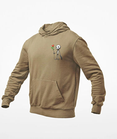 kapüşonlu Çöp adam baskılı sweatshirt