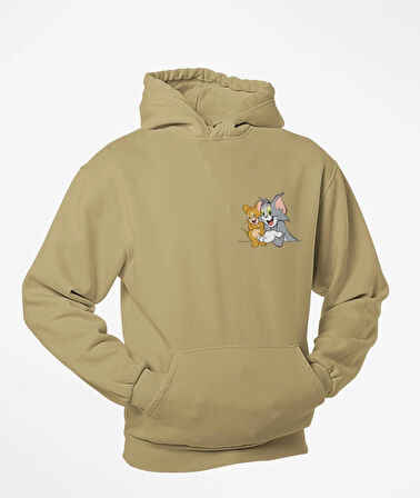 Tom ve jerry unisex kapşonlu sweatshirt