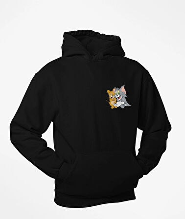 Tom ve jerry unisex kapşonlu sweatshirt