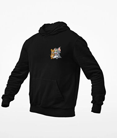 Tom ve jerry unisex kapşonlu sweatshirt